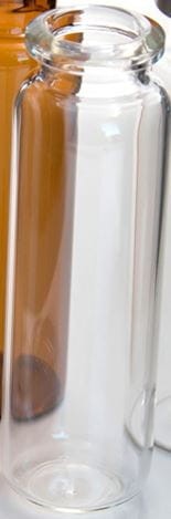 Fiolki 20ml zaciskane z wywiniętym brzegiem ND20 przeźroczyste okrągłe dno