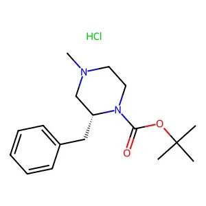 tert-Butyl (R)-2-benzyl-4-methylpiperazine-1-carboxylate hydrochloride 97% CAS 2135344-94-2