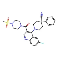 1-(6-Fluoro-3-(4-(methylsulfonyl)piperazine-1-carbonyl)quinolin-4-yl)-4-phenylpiperidine-4-carbonitrile 95% CAS 2231079-74-4