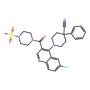 1-(6-Fluoro-3-(4-(methylsulfonyl)piperazine-1-carbonyl)quinolin-4-yl)-4-phenylpiperidine-4-carbonitrile 95% CAS 2231079-74-4