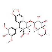 (5R,5aR,8aR,9S)-9-(((4aR,6R,7R,8R,8aS)-7,8-Dihydroxy-2-methylhexahydropyrano[3,2-d][1,3]dioxin-6-yl)oxy)-5-(4-hydroxy-3,5-dimethoxyphenyl)-5,5a,8a,9-tetrahydrofuro[3',4':6,7]naphtho[2,3-d][1,3]dioxol-6(8H)-one 98% CAS 33419-42-0