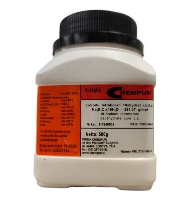 Tetraboran sodu 10 hydrat czda (boraks) CAS 1303-96-4 opakowanie 500g