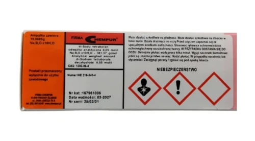 Odważka analityczna sodu tetraboran 0,05mol/l stała CAS 1303-96-4