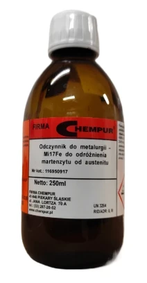 Odczynnik do metalurgii - Mi17Fe w celu odróżnienia martenzytu od austenitu oraz wykrycia wtrąceń niemetalicznych - 250ML