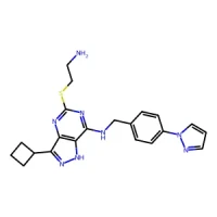 N-(4-(1H-Pyrazol-1-yl)benzyl)-5-((2-aminoethyl)thio)-3-cyclobutyl-1H-pyrazolo[4,3-d]pyrimidin-7-amine 98% CAS 3031561-92-6