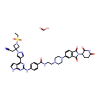 4-((4-(1-(3-(Cyanomethyl)-1-(ethylsulfonyl)azetidin-3-yl)-1H-pyrazol-4-yl)-7H-pyrrolo[2,3-d]pyrimidin-2-yl)amino)-N-(2-(4-(2-(2,6-dioxopiperidin-3-yl)-1,3-dioxoisoindolin-5-yl)piperazin-1-yl)ethyl)benzamide formate 98%