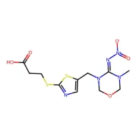 3-((5-((5-Methyl-4-(nitroimino)-1,3,5-oxadiazinan-3-yl)methyl)thiazol-2-yl)thio)propanoic acid 97% CAS 502903-14-2