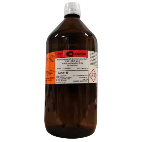 Kwas siarkowy 37,5% do akumulatorów - 1L - CAS 7664-93-9