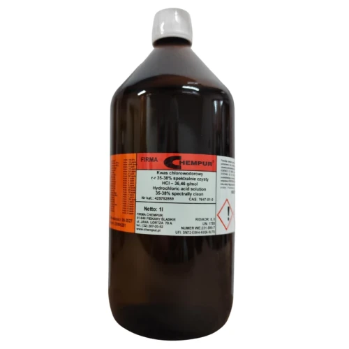 Kwas solny 35-38% spektralnie czysty - 1L - CAS 7647-01-0