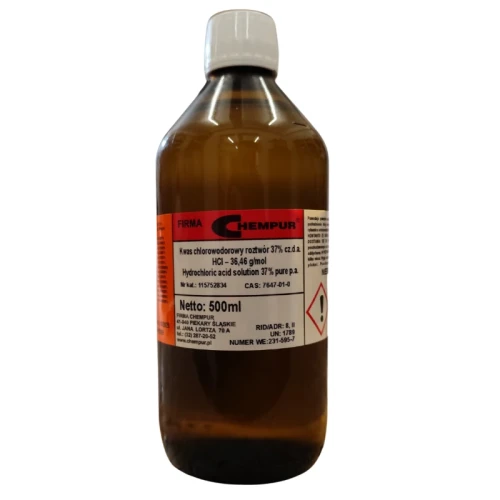 Kwas solny 37% czda CAS 7647-01-0 opakowanie 1l
