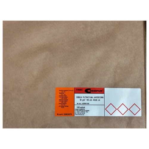 Bibuła filtracyjna jakościowa średnia 65g/m² 450x560mm - 100SZT.