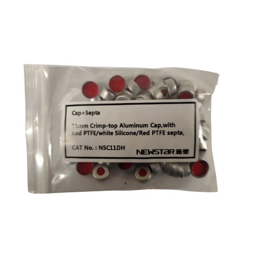 Zatyczki aluminiowe ND11 septa Czerwony PTFE/ Silikon biały/ Czerwony PTFE - 100SZT